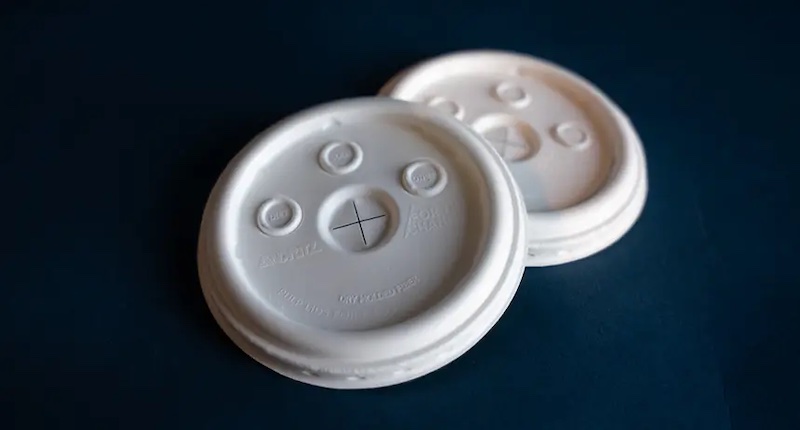 Coffee cup lids are one example of products made with DMF technology © 2024 Andritz