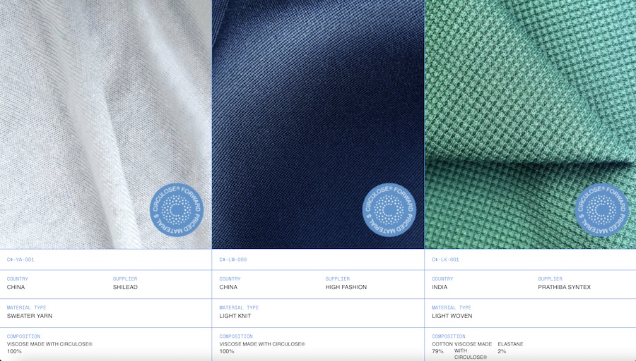 Screenshot from the CIRCULOSE® Forward Material Library © 2025 Circulose