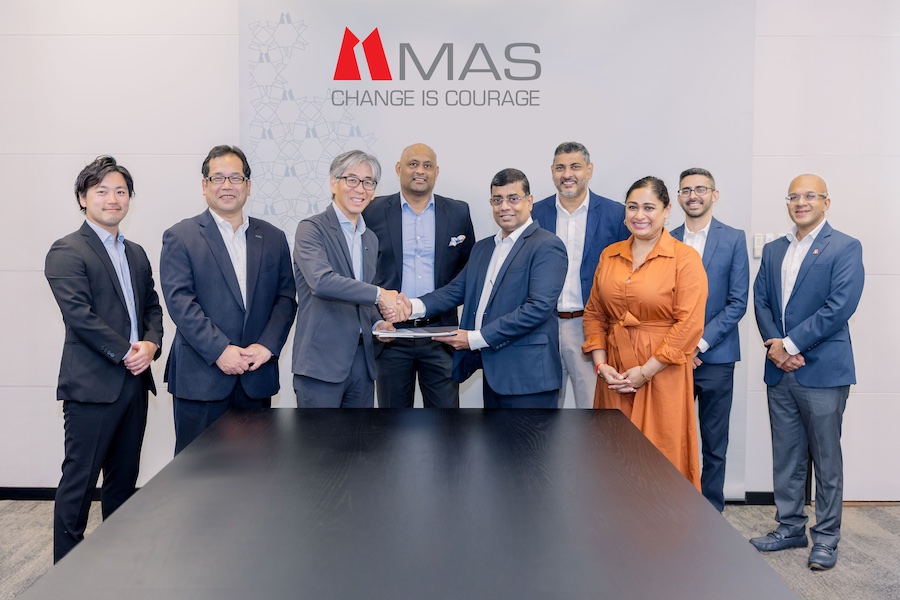 from left to right: Yasukochi Akira - Sales Director, Toray MAS Apparel India, Teruki Umeda - Managing Director, Toray MAS Apparel India, Teruo Funhashi - Managing Director, Toray Hong Kong, Malik Ahamadeen - CEO, MAS India, Suren Fernando - Group CEO, MAS Holdings, Shakthi Ranatunga - Chief Operating Officer, MAS Holdings, Rajitha Jayasuriya - Director, Corporate Affairs, MAS Holdings, Sid Amalean, Director – Innovation & Business Strategy, MAS Holdings, Surath Chandrasena, Finance Director, MAS Holdings. © 2025 Toray MAS Apparel India