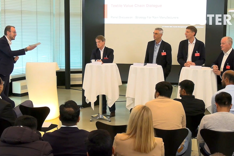 Uster hosted a dynamic panel discussion featuring representatives from across the value chain to address the challenges of recycled yarns at each production stage. © 2025 USTER