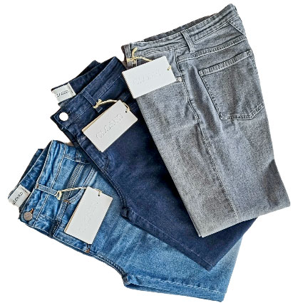 Closed outifts made with ReSolve<br />
collection by Candiani Denim using<br />
ROICA™ V550 © 2023 Candiani Denim