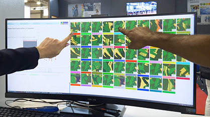Using machine learning the vision system automatically trains new styles and Shelton’s AI platform is continuously updating to achieve high accuracy of real time defect naming and grading. © 2023 BTMA